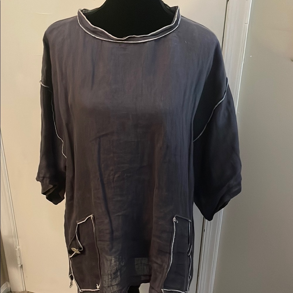 Dark Gray Tunic with White Trim